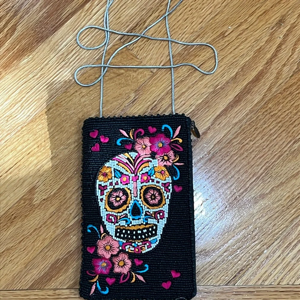 Mary Frances phone carrier/bag/purse. Never used! Darling beaded skull! Colors! - Picture 2 of 8